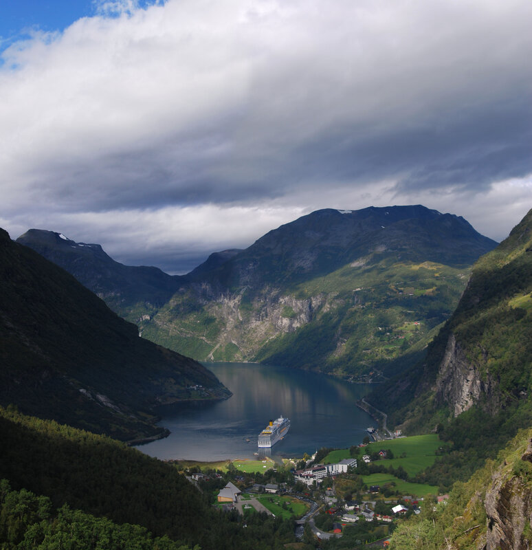 Cruise ship in a Norwegian fjord