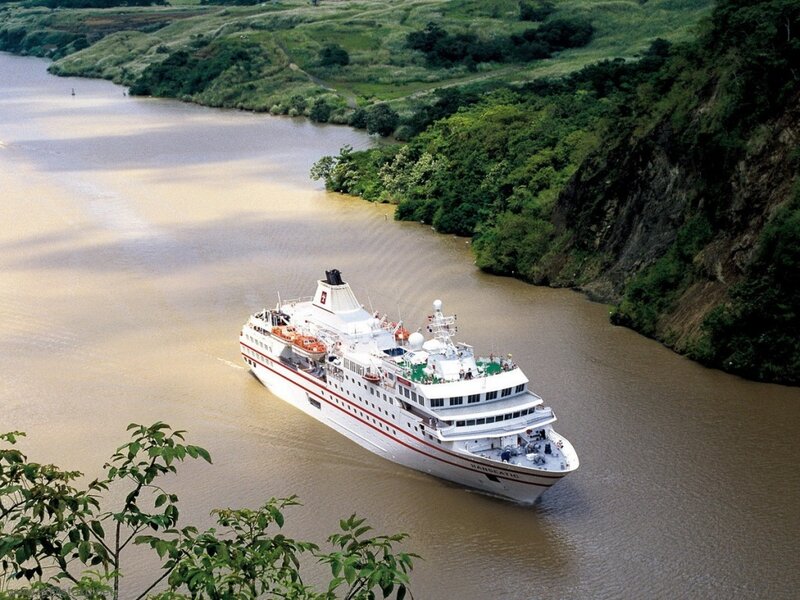 Cruise ship in a river