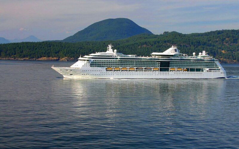 Cruise ship in a scenic bay