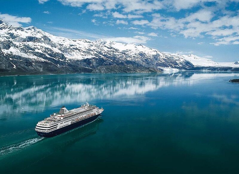 Cruise ship in alaskan fjord