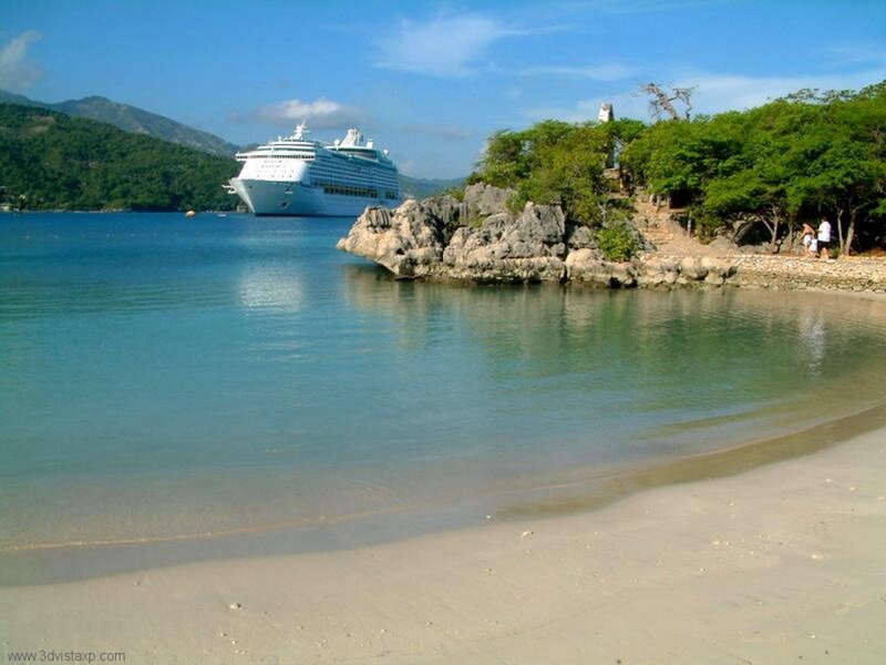 Cruise Ship in Bay — Blue, Serene, Afternoon, Photograph, Beach