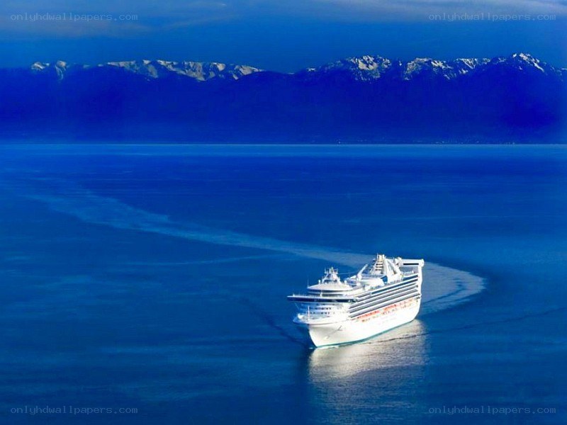 Cruise ship in blue waters