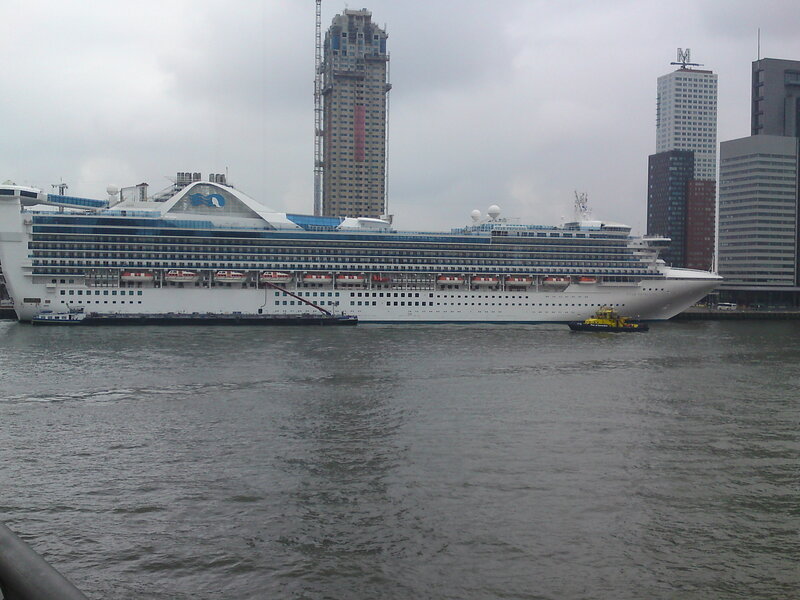 Cruise ship in city harbor