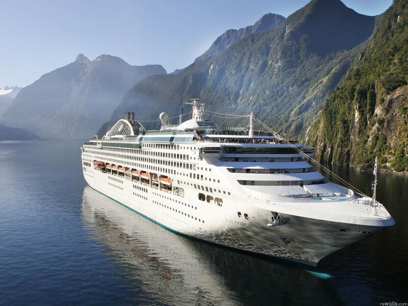 Cruise Ship in Fjord — White, Serene, Morning