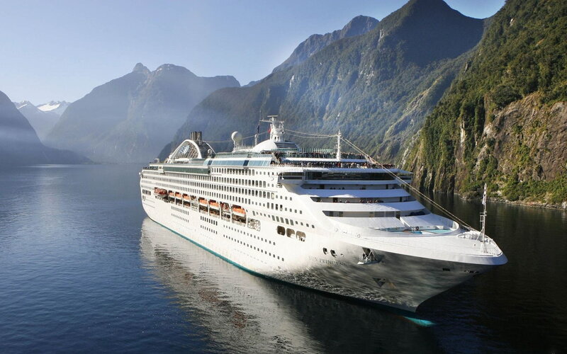 Cruise Ship in Fjord — White