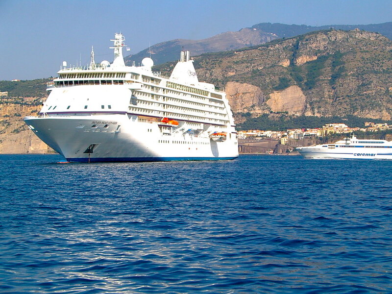 Cruise Ship in Harbor — Blue, Calm, Afternoon