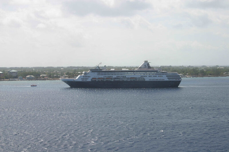 Cruise Ship in Harbor — Blue, Calm