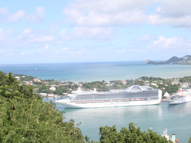 Cruise Ship in Harbor — Blue, Serene, Afternoon