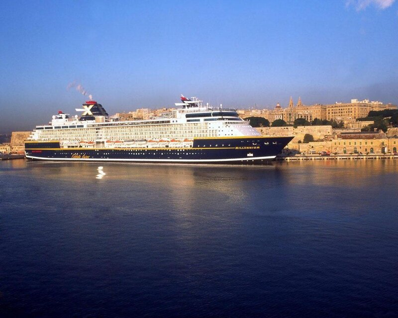 Cruise Ship in Harbor — Blue, Serene