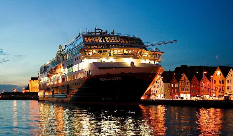 Cruise Ship in Harbor — Blue