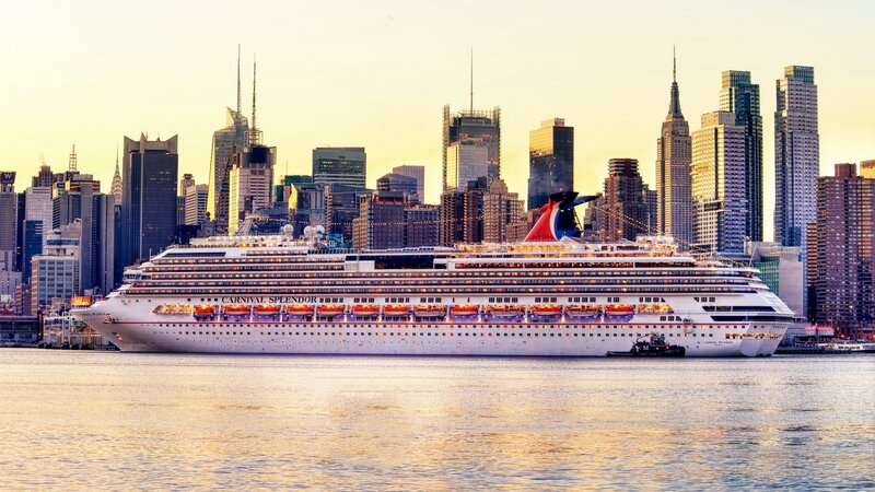Cruise Ship in Harbor — Gold