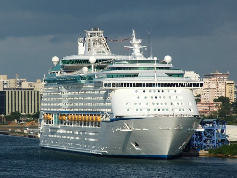 Cruise Ship in Harbor — Gray, Dramatic, Afternoon
