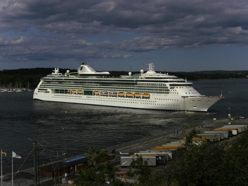 Cruise Ship in Harbor — Gray, Dramatic