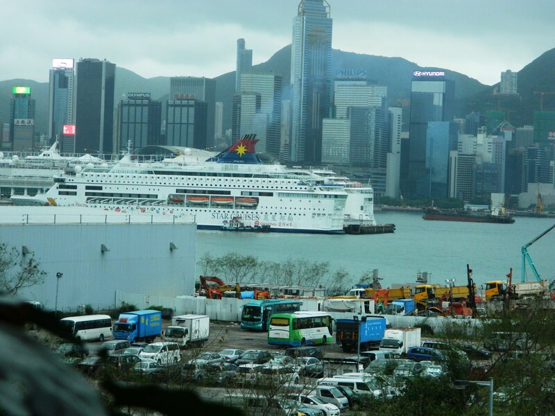 Cruise Ship in Harbor — Gray, Overcast