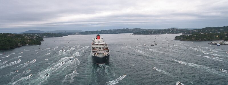 Cruise Ship in Harbor — Gray, Serene