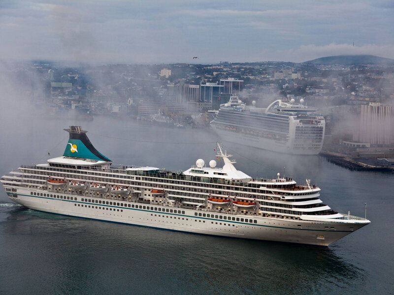 Cruise Ship in Harbor — Gray