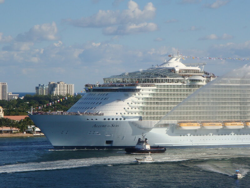Cruise Ship in Harbor — White, Calm, Afternoon