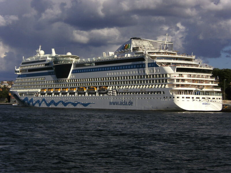 Cruise Ship in Harbor — White, Dramatic, Afternoon, Photograph
