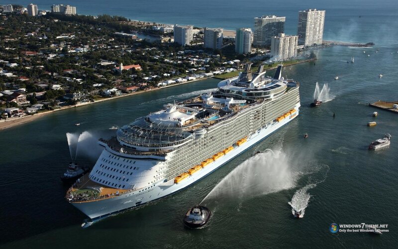 Cruise Ship in Harbor — White, Dramatic, Afternoon