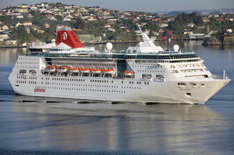 Cruise Ship in Harbor — White, Serene, Afternoon