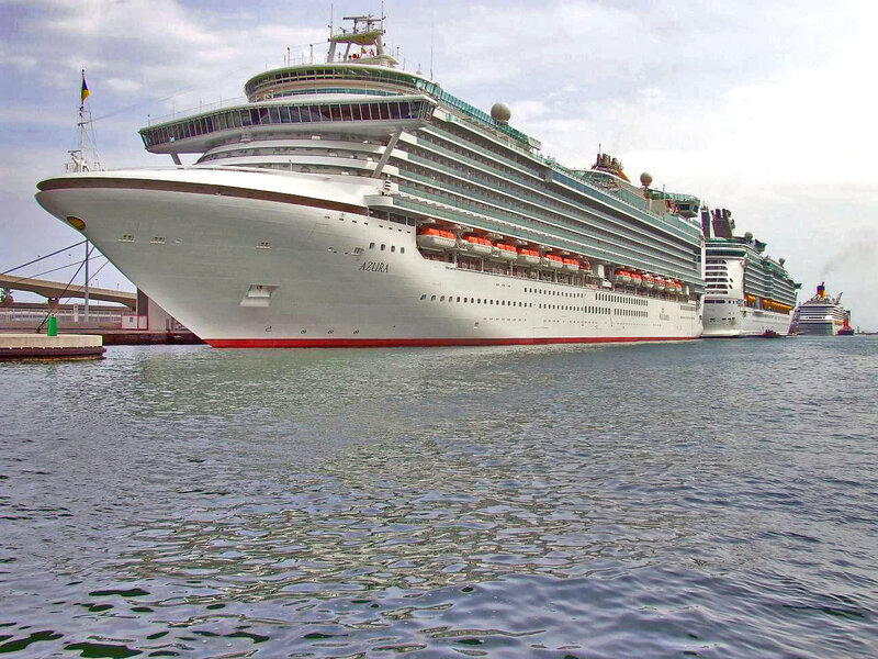Cruise Ship in Harbor — White