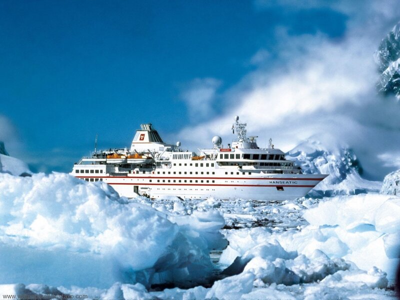 Cruise ship in icy waters