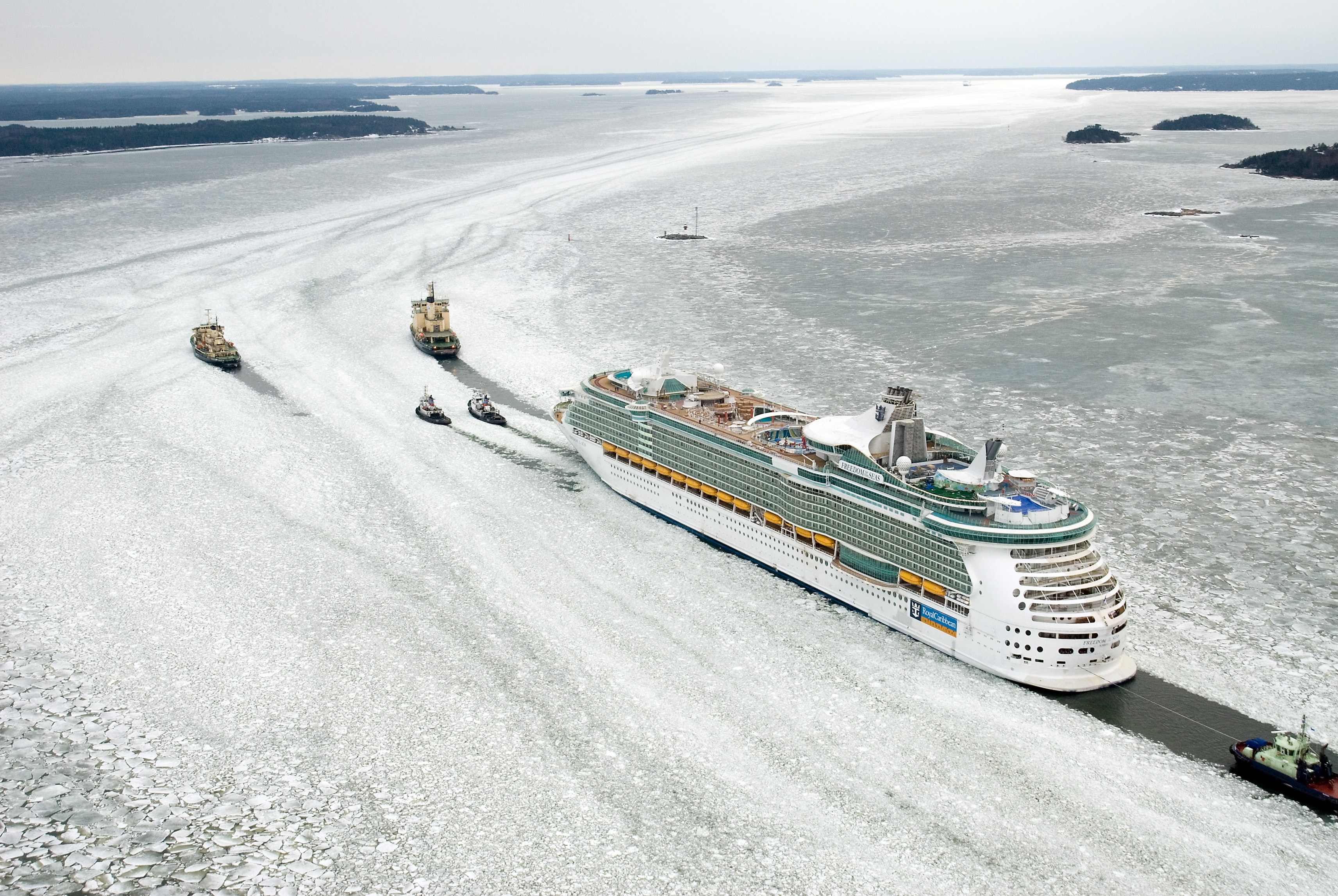 Cruise ship in icy waters