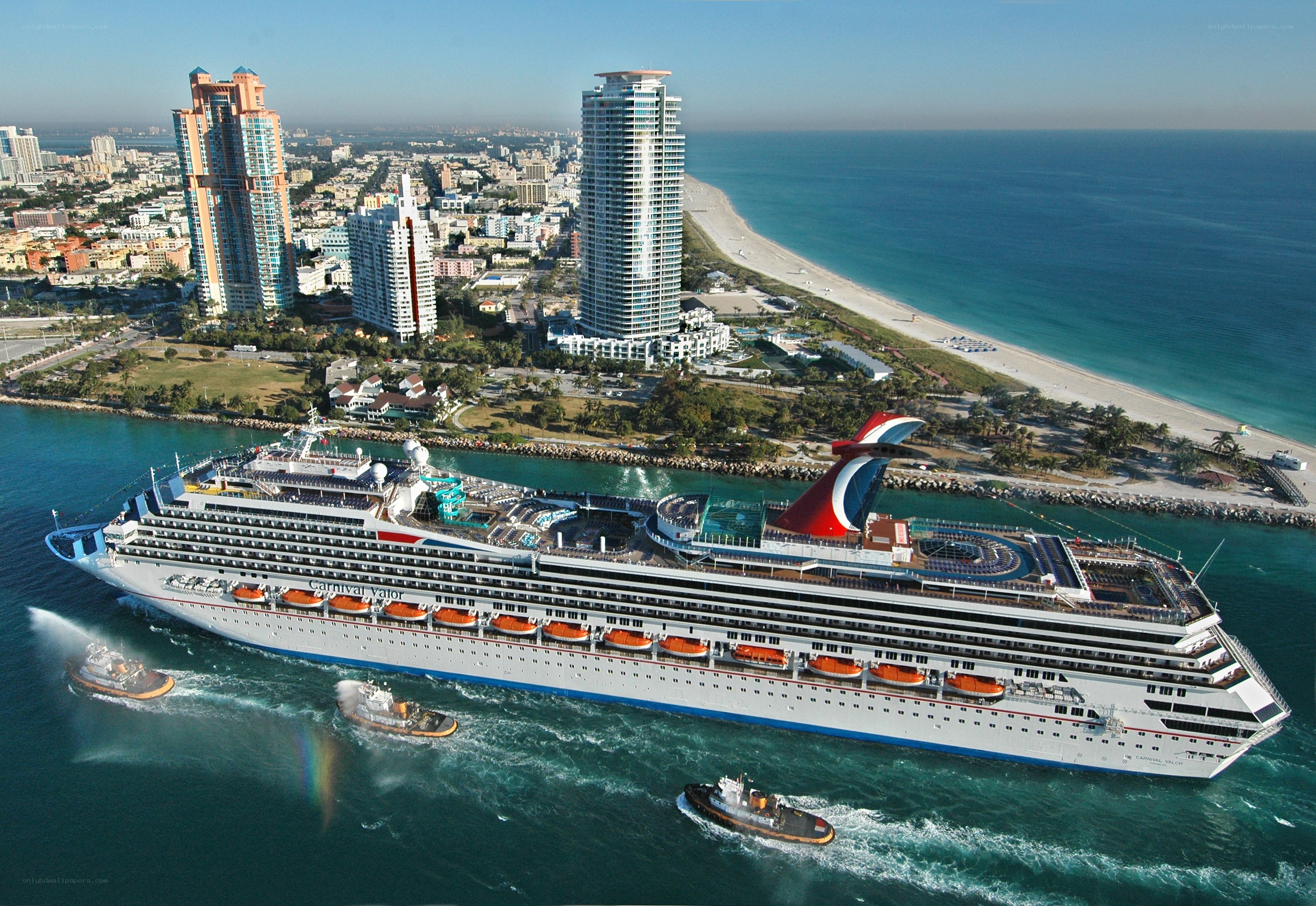 Cruise ship in Miami harbor