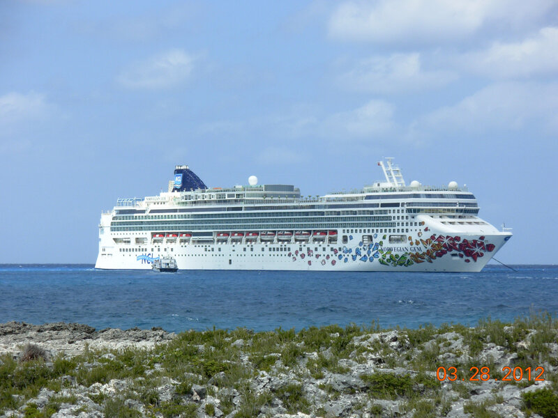 Cruise Ship in Ocean — Blue, Serene, Afternoon