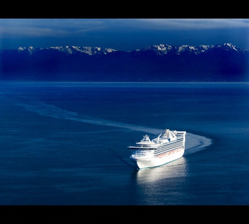 Cruise Ship in Ocean — Blue, Serene