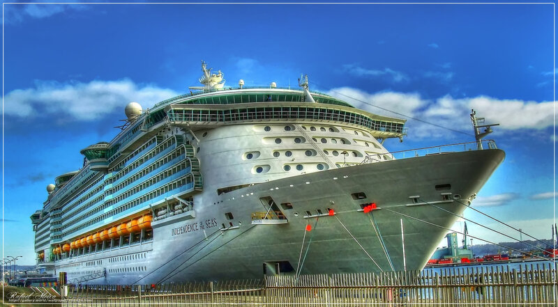Cruise Ship in Port — Blue