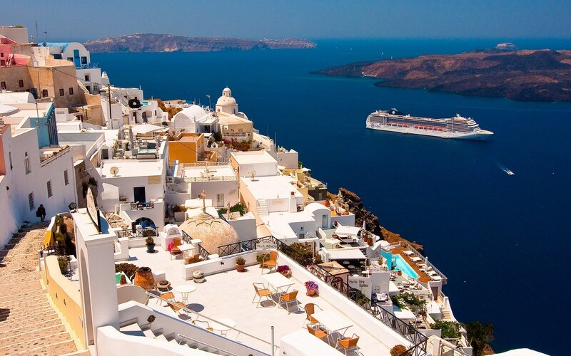 Cruise Ship in Santorini