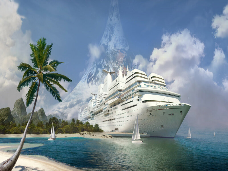 Cruise Ship in Tropical Bay
