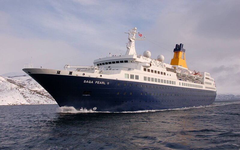 Cruise Ship in Water — Blue