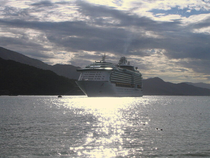 Cruise Ship in Water — Gray