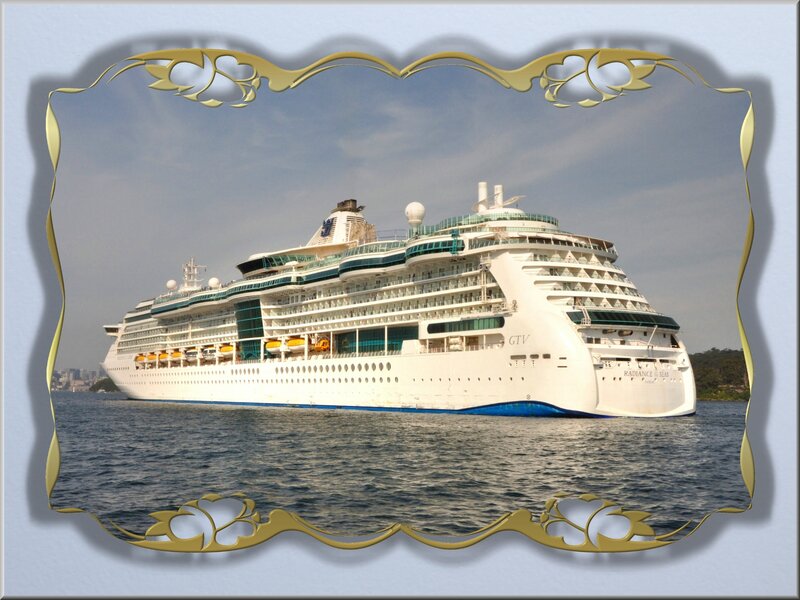 Cruise Ship in Water — White, Calm, Afternoon