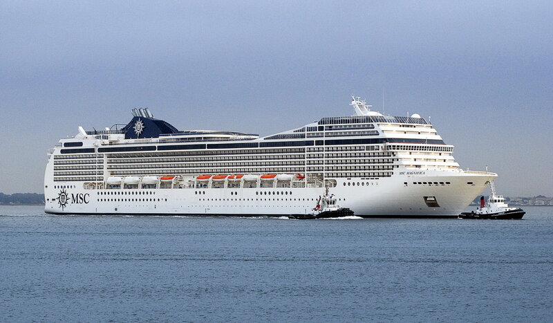 Cruise Ship in Water — White