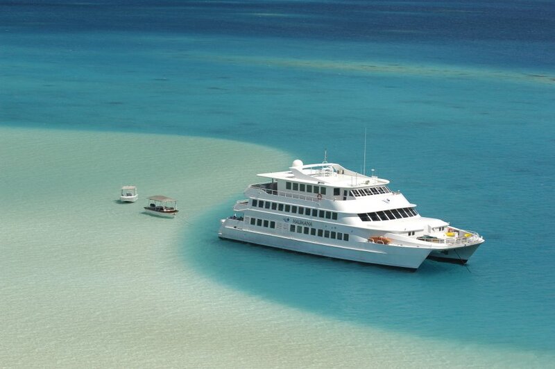 Cruise ship near a sandbank