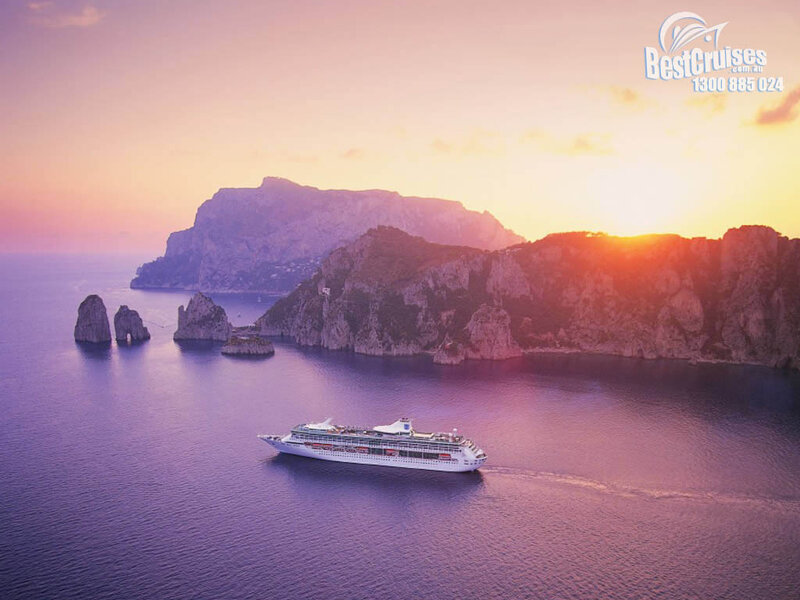 Cruise Ship Near Cliffs