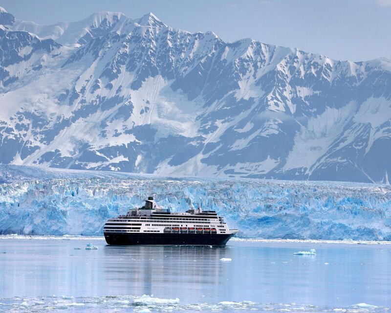 Cruise Ship Near Glacier — Blue