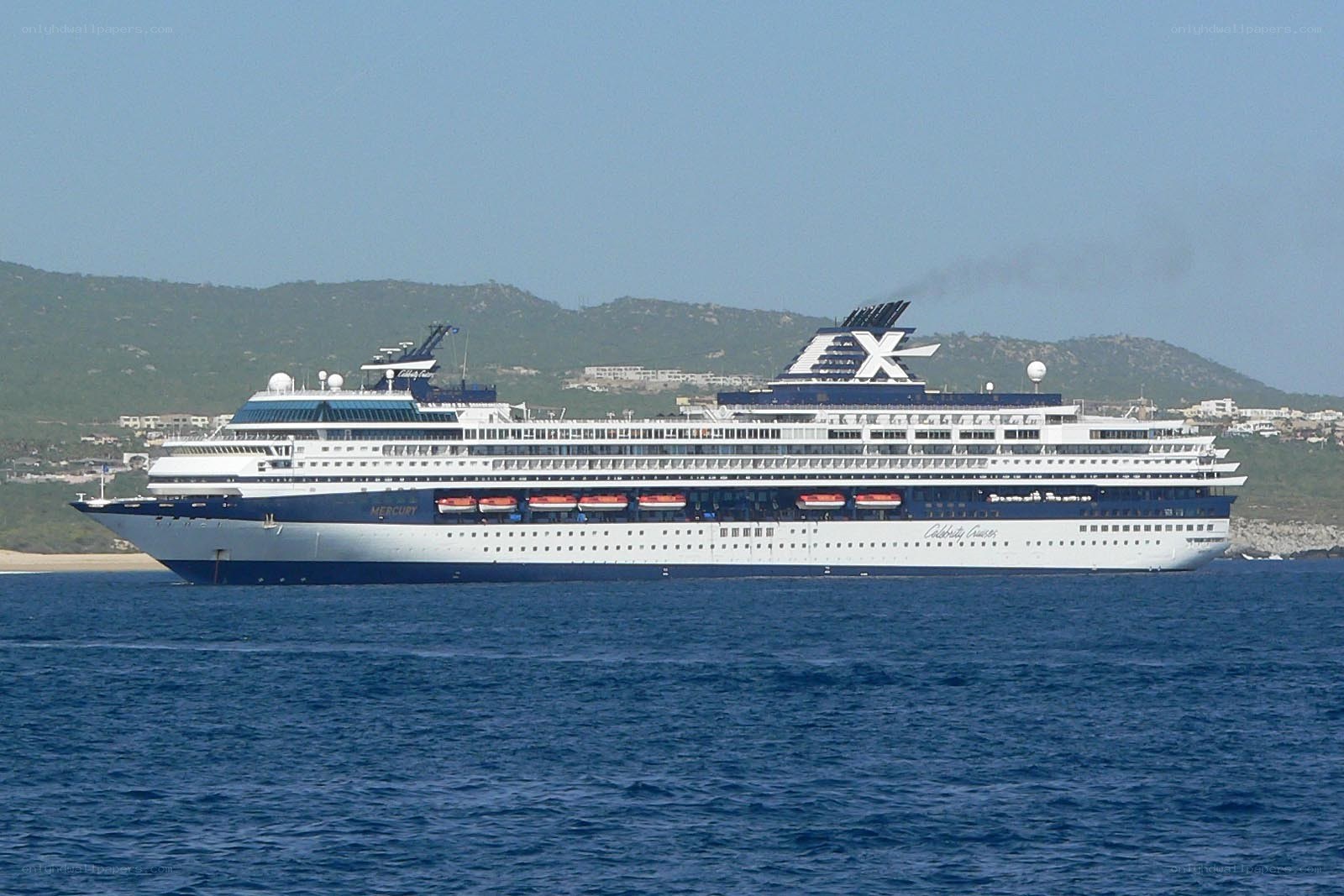 Cruise ship near island