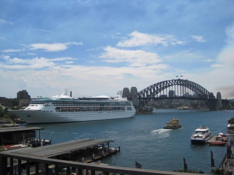 Cruise ship near Sydney Harbour Bridge