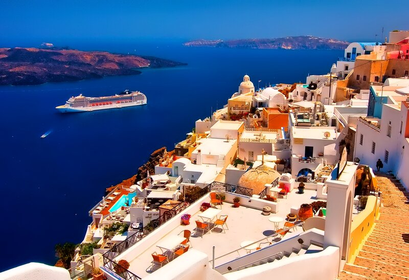 Cruise Ship Near Village