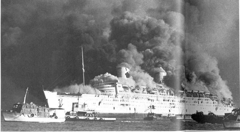 Cruise ship on fire