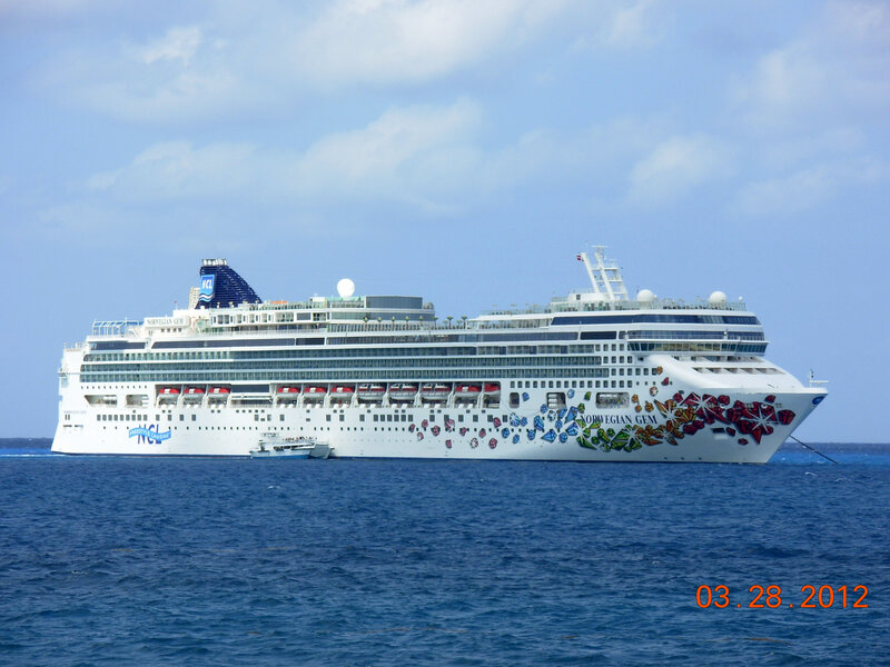 Cruise Ship on Ocean — Blue