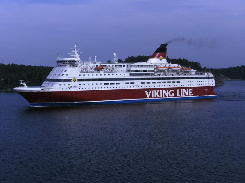 Cruise Ship on Water — Blue, Calm