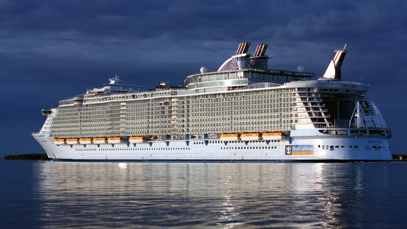 Cruise Ship on Water — Blue, Dramatic