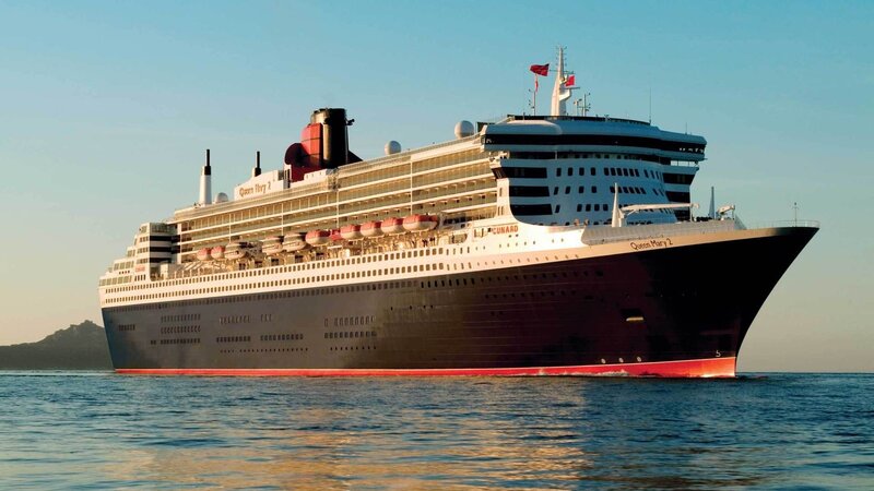 Cruise Ship on Water — Blue, Serene, Sunset