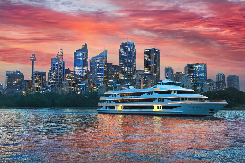 Cruise Ship on Water — Red