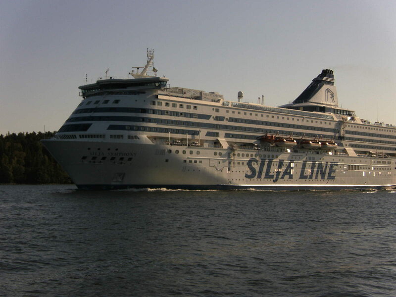 Cruise Ship on Water — White, Calm, Afternoon, Photograph, Trees